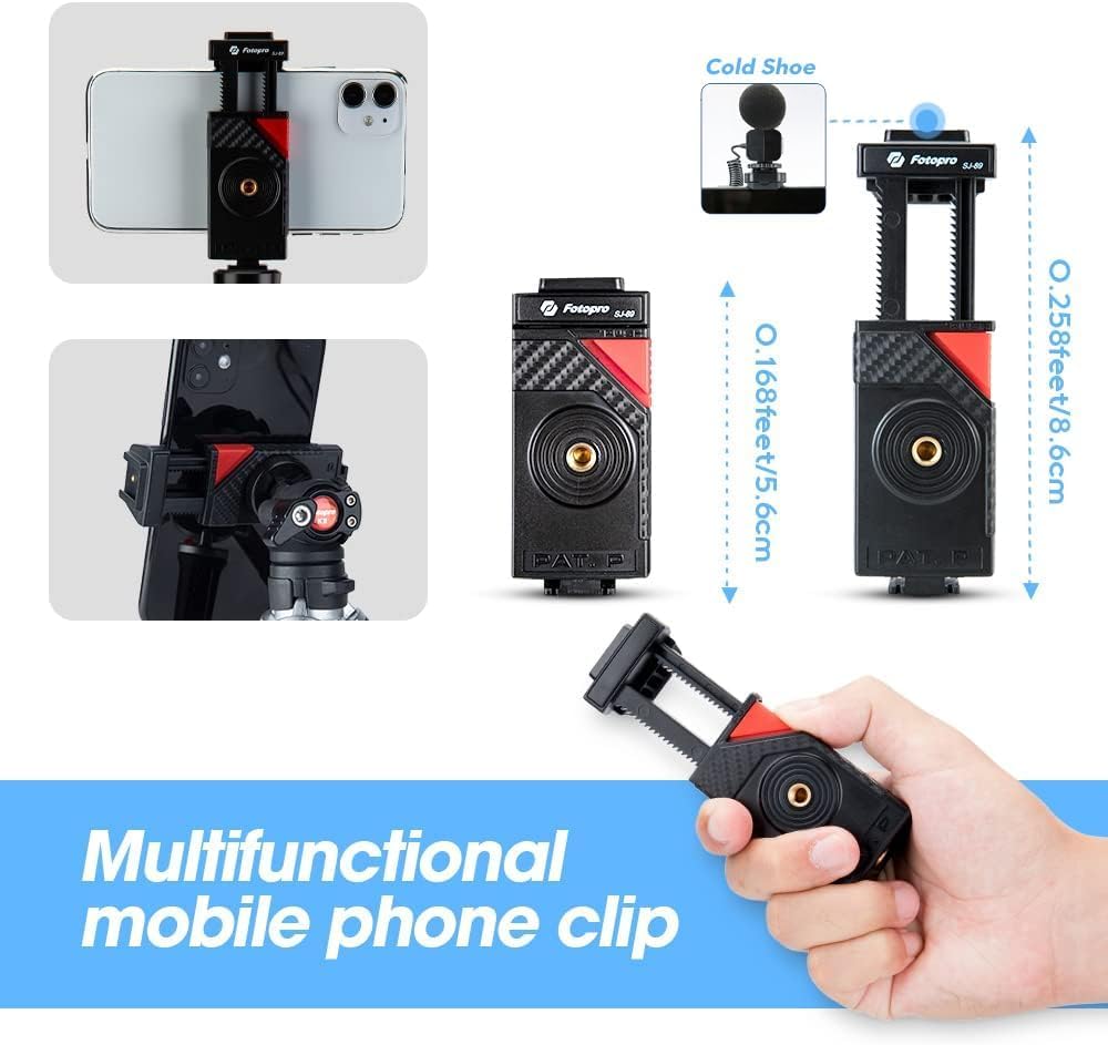 Fotopro Kamera Stativ Handy Stativ, 140CM Aluminium Leichtstativ für Reisen, 360-Grad-Panorama-Aufna