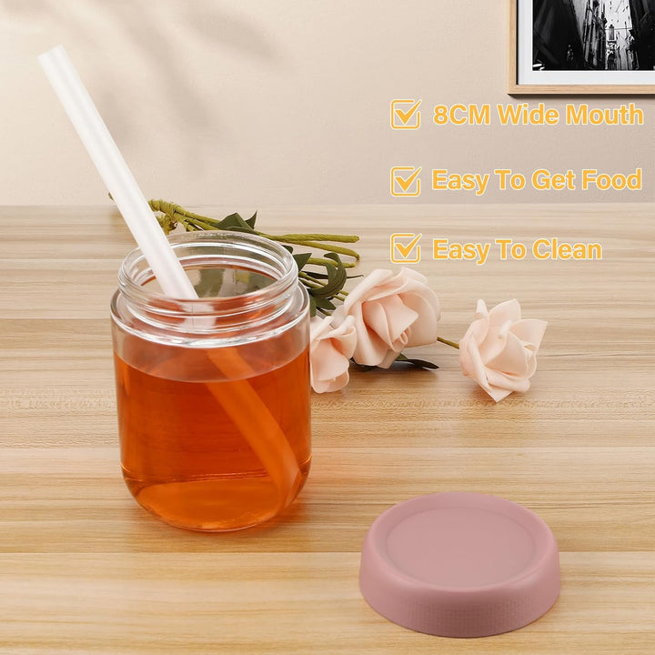 6er-Pack Overnight-Oatmeal-Gläser, mason jar, Joghurtgläser mit Deckel, schraubgläser mit deckel, Gl