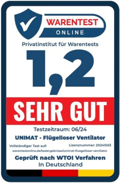 Unimat flügelloser rotorloser Ventilator, Tischventilator im ungewöhnlichen Design zur Wandmontage g