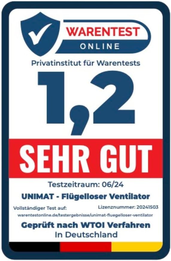 Unimat flügelloser rotorloser Ventilator, Tischventilator im ungewöhnlichen Design zur Wandmontage g