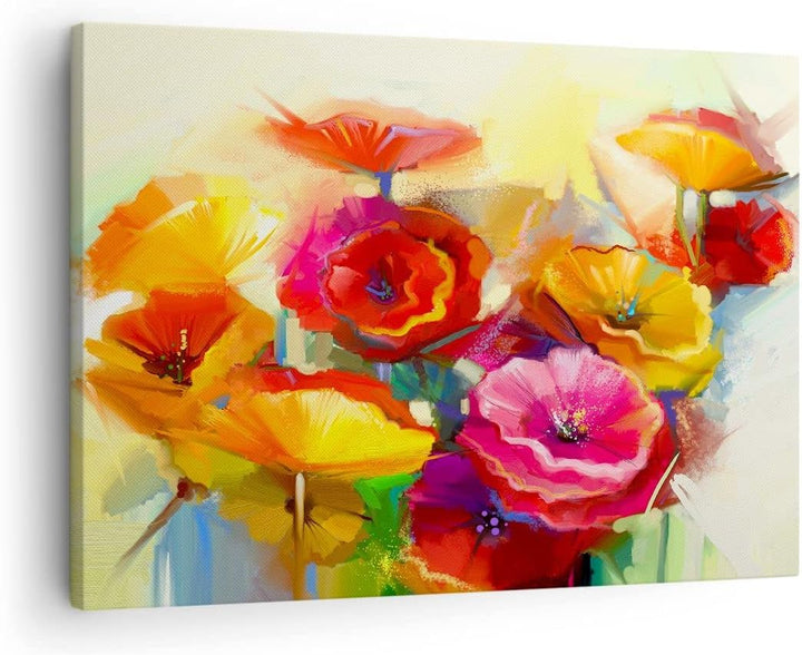 Bilder auf Leinwand Blumen Frühling Flora Garten Leinwandbild 70x50cm Wandbilder Dekoration Wohnzimm