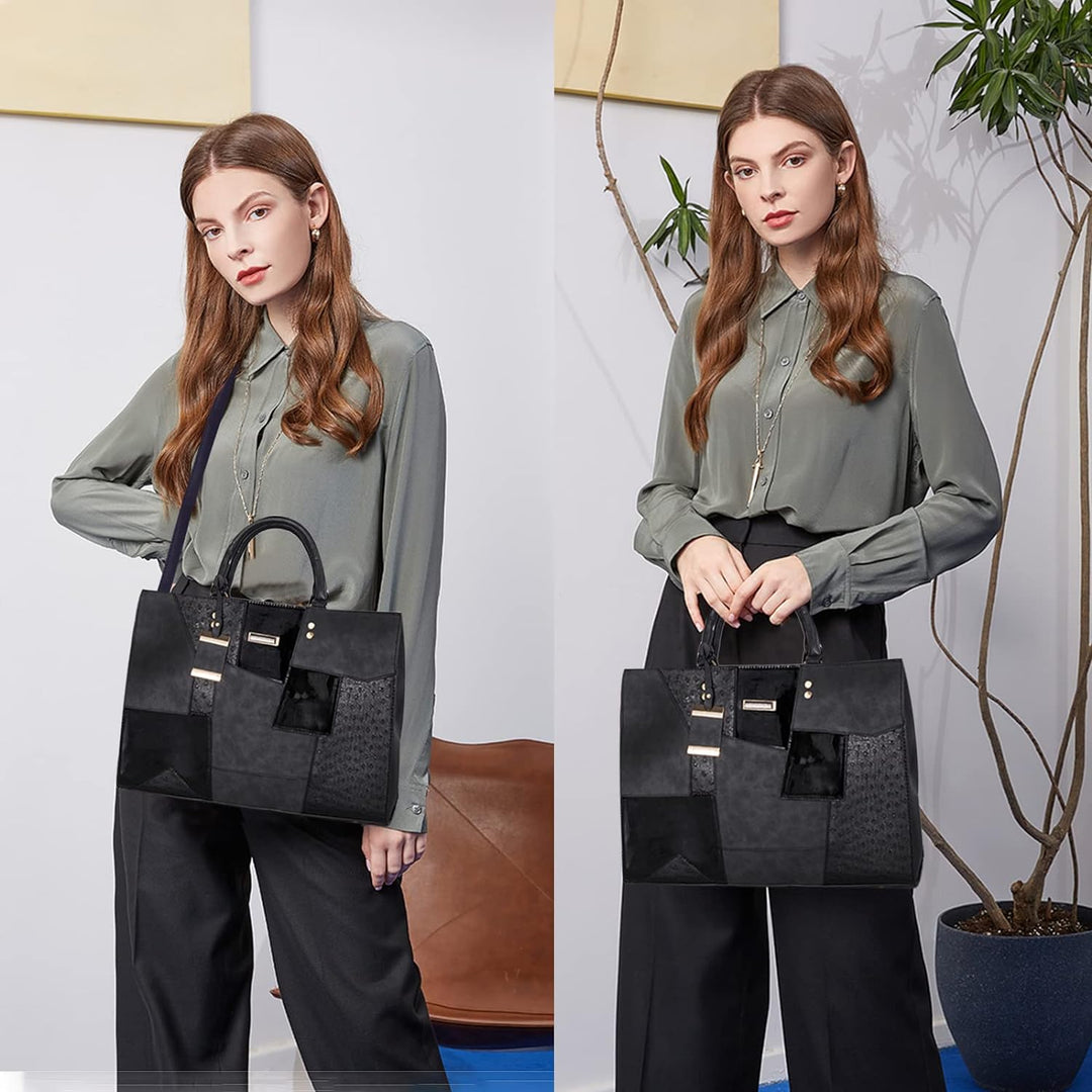PORRASSO Damen Handtasche Mode Henkeltaschen Frauen Gross Schultertasche PU Leder Shopper Umhängetas