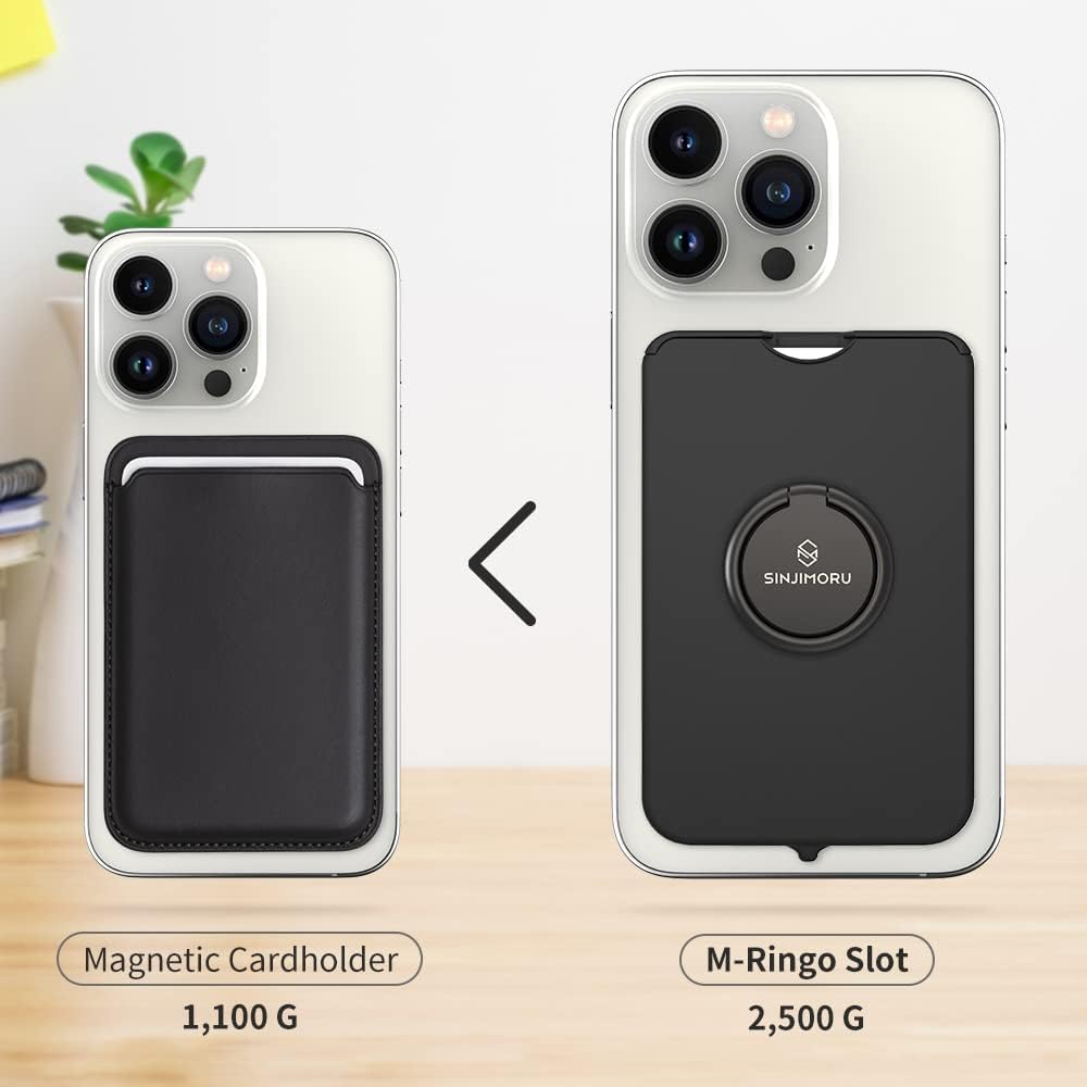 Sinjimoru Magnetischer Handy Kartenhalter mit Handy Ring, Handy Kreditkartenetui mit Handy Ständer M