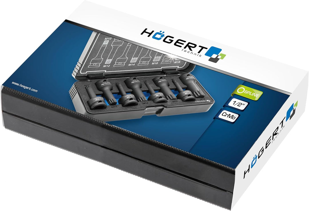 Högert Technik - Druckluft-Schlagschrauber-Nuss Torx, 8 Stkc. 1/2", CrMo - TORX-Schlagschraubersatz