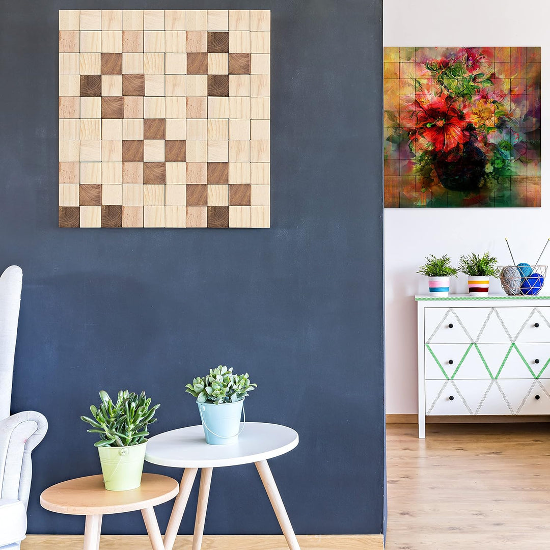 Belle Vous Holzwürfel Gross (20Stk) Holz Würfel 5 x 5 x 5cm Holzklötze Natur - Naturbelassen Unbehan