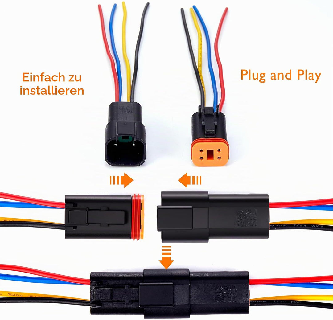 WOODGUILIN 4 Pin Deutsch DT Stecker 4 Weg Wasserdicht DT Automotive Elektrische Stecker männlich wei