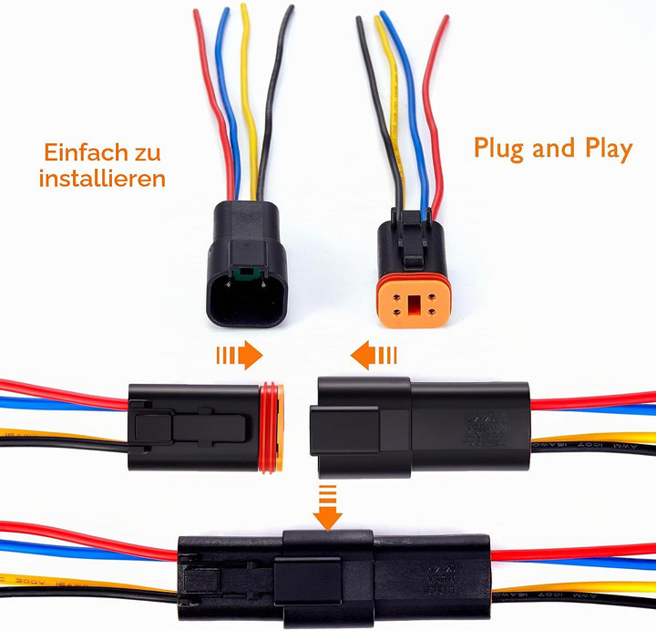 WOODGUILIN 4 Pin Deutsch DT Stecker 4 Weg Wasserdicht DT Automotive Elektrische Stecker männlich wei