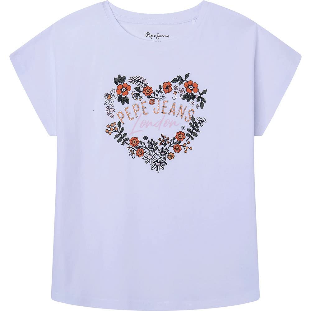 Pepe Jeans Mädchen Gautier T-Shirt, 10 Jahre White (White)