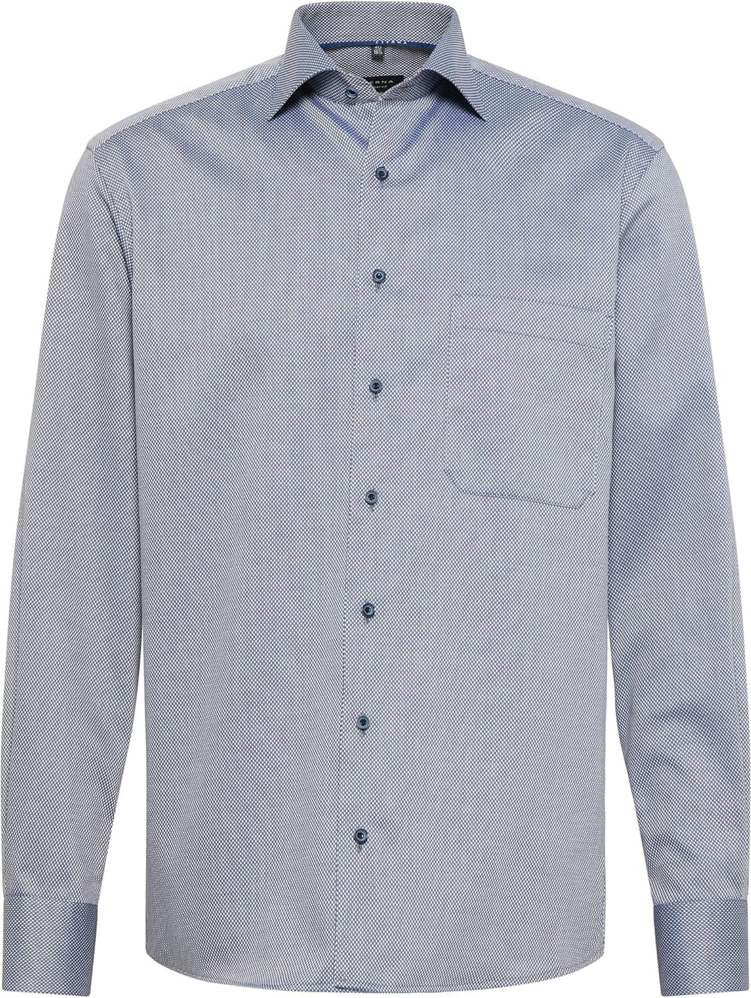 ETERNA Comfort Fit Hemd Langarm New Kent Kragen Muster blau