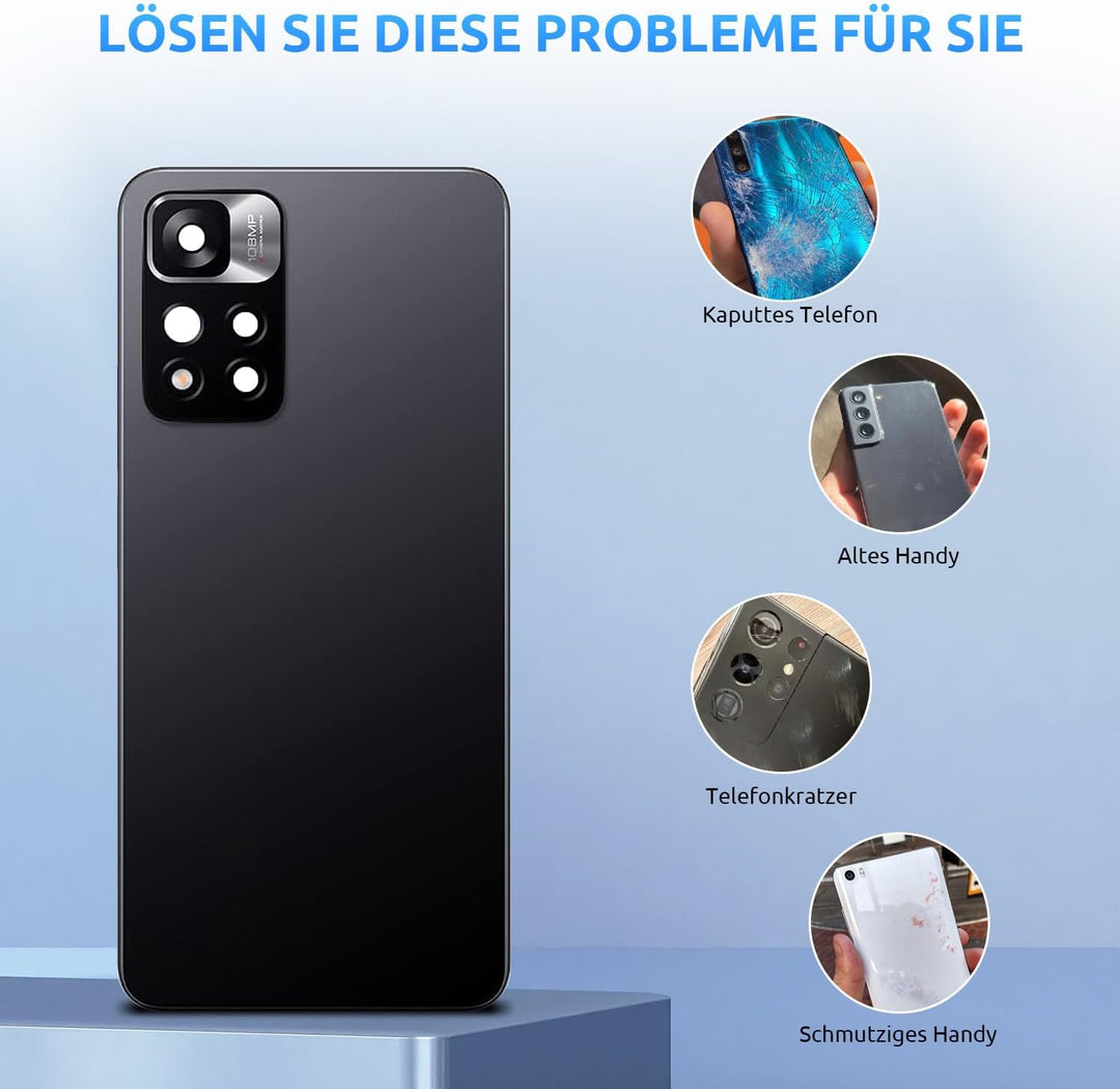Eonpam Akkudeckel für Xiaomi Redmi Note 11 Pro+ Plus 5G Rückseite Glas Original Backcover Back Glas