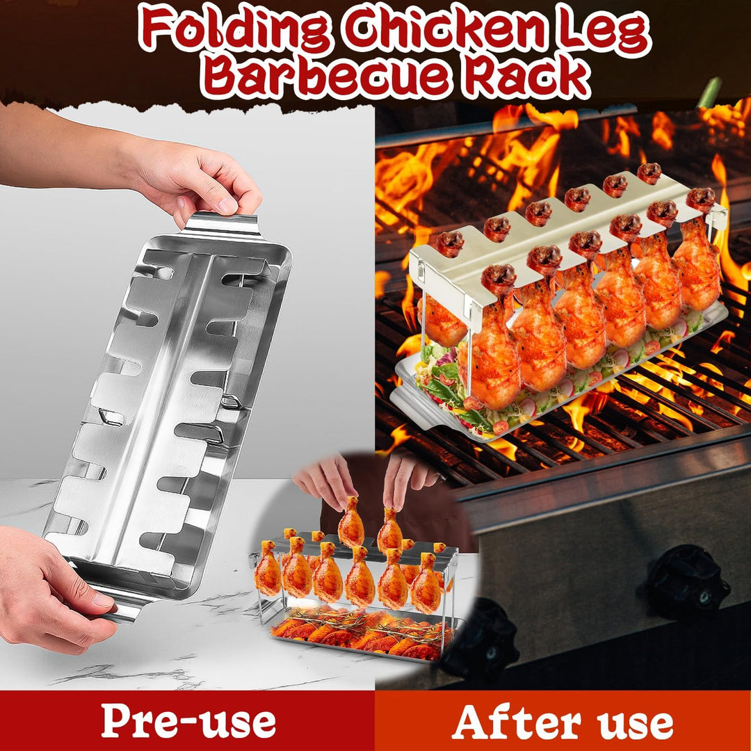 Hähnchenschenkel Halter Grill Zubehör für Backofen & Grill, Hähnchenkeulenhalter mit Auffangschale,
