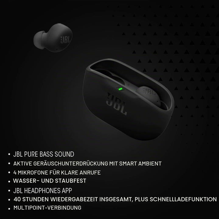 JBL Vibe Buds 2 JBLVBUDS2BLK True Wireless Noise Cancelling Bluetooth Earbuds Schwarz