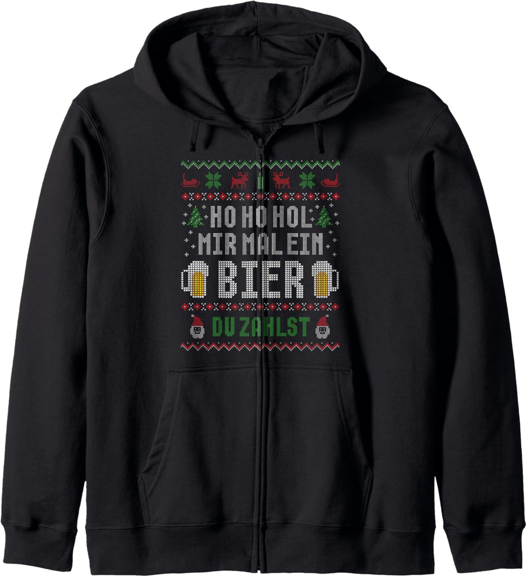 Hohohol mir mal ein Bier Biertrinker Ugly Christmas Kapuzenjacke