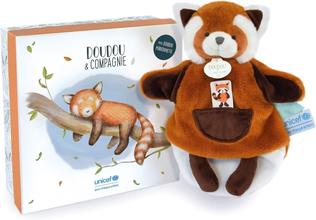 Doudou et Compagnie - Unicef DC3988 Kuschelpuppe – Panda rot – 25 cm – schöne Geschenkbox – Baby & M