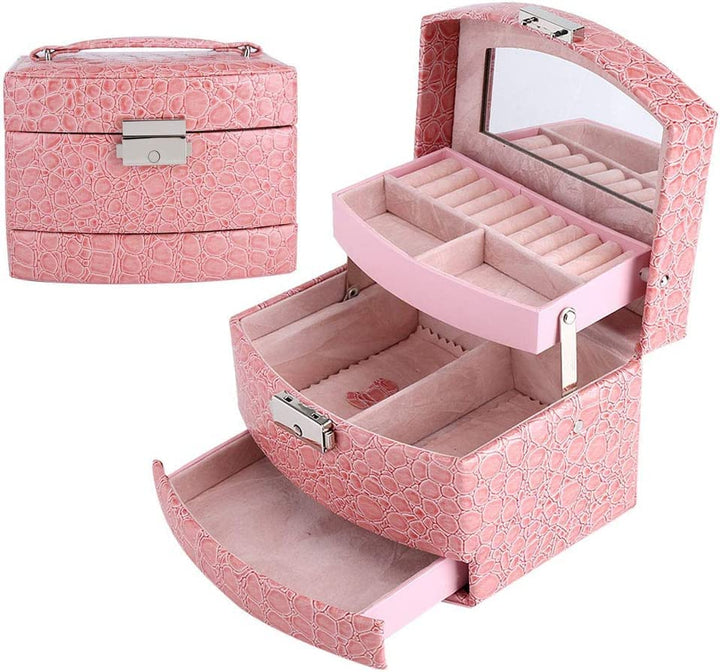 Zerodis 3 Schichten Schmuck Halskette Ring Aufbewahrungsbox Fall Veranstalter mit Moderner Schnallen