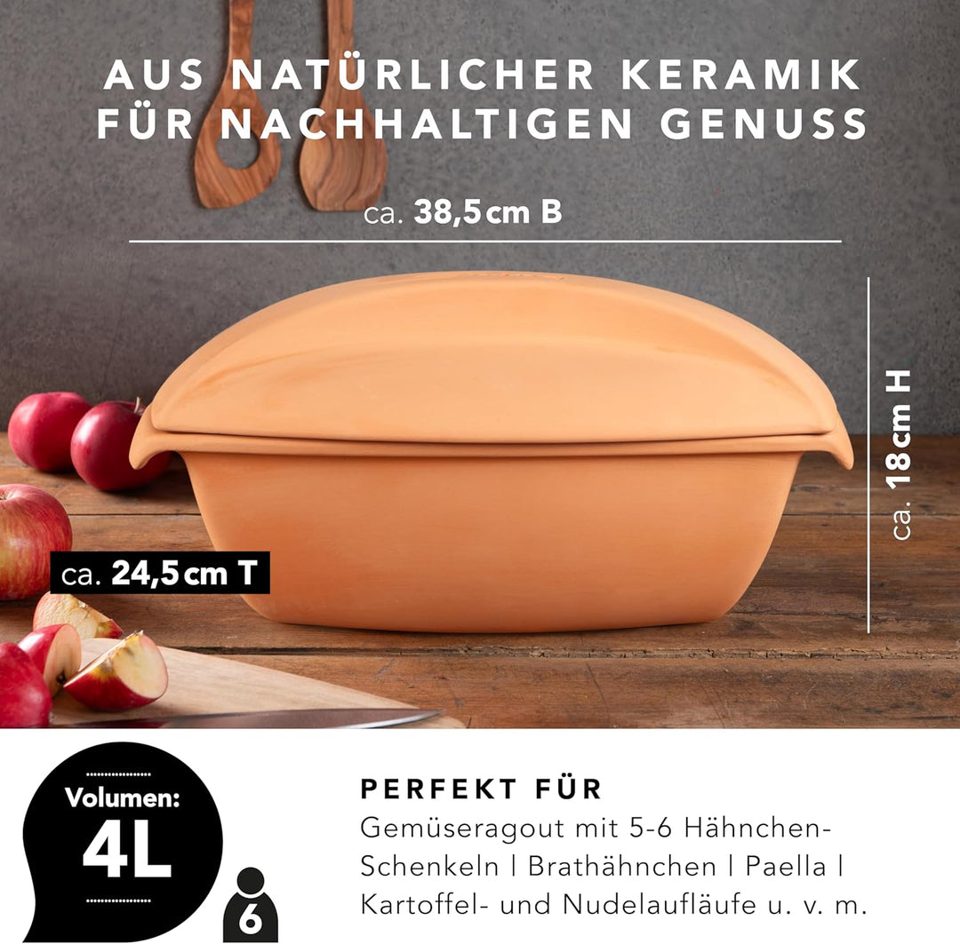 Römertopf Bräter Swing Keramik Dampfgarer 4 Liter Volumen geeignet für bis zu 6 Personen