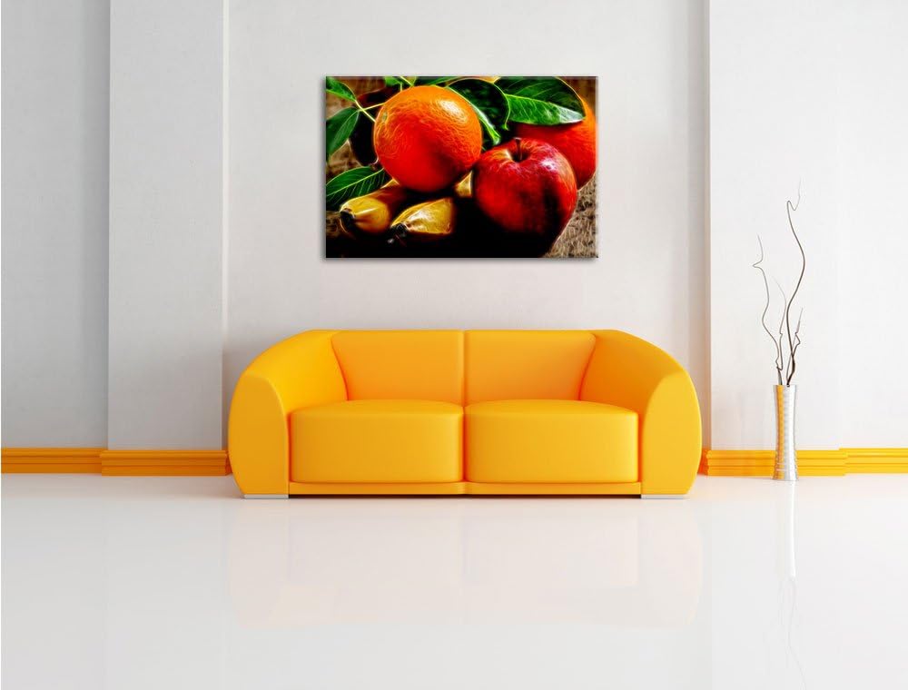 Pixxprint verschiedenes Obst / 100x70cm Leinwandbild bespannt auf Holzrahmen/Wandbild Kunstdruck Dek