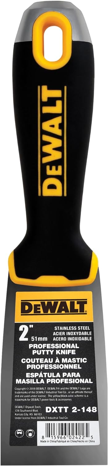 DEWALT Spachtelmesser, 5,1 cm, Edelstahl mit weichem Griff, DXTT-2-148 2-Inch, 2-Inch