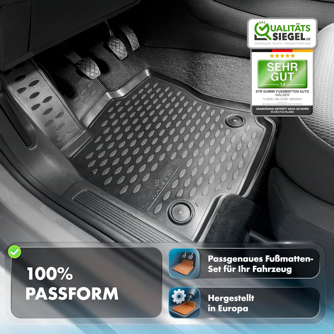 WALSER XTR Gummi Fussmatten Auto für Peugeot Rifter/Citroen Berlingo 2018-Heute, 5-Sitzer, 100% pass