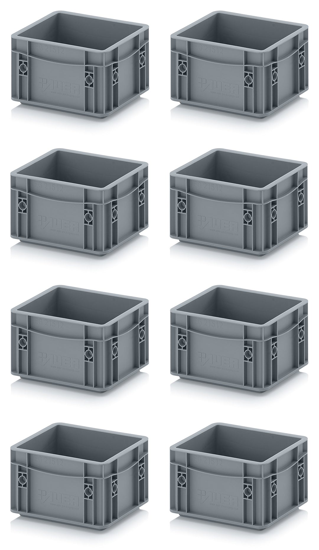 8x Eurobehälter-Eurobox 20 x 15 x 12 grau inkl. gratis Zollstock, 8er Set
