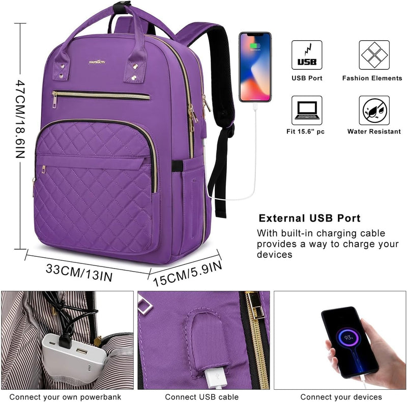 YAMTION Laptop Rucksack Damen,17.3 Zoll Schulrucksack Frauen Schultasche Mädchen Teenager Tagesrucks