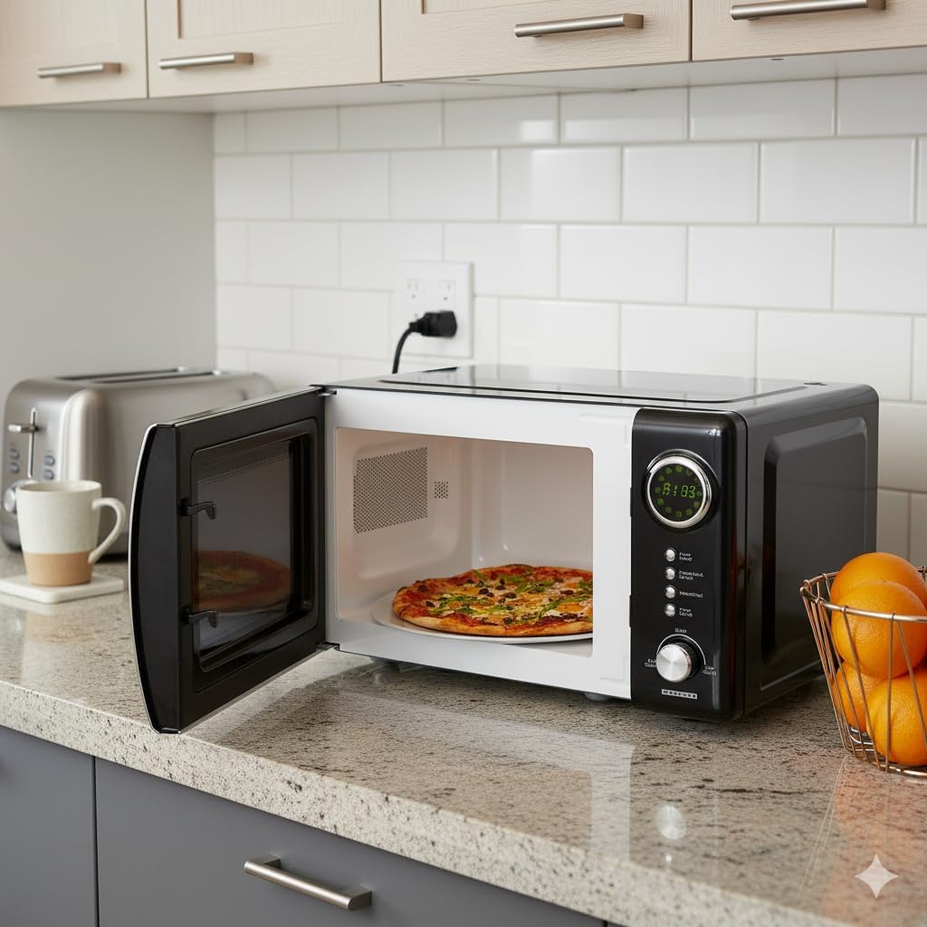 Melissa 16330132 Mikrowelle - Solo-Mikrowelle - 700 Watt - 20 l Volumen - 5 Leistungsstufen - Auftau
