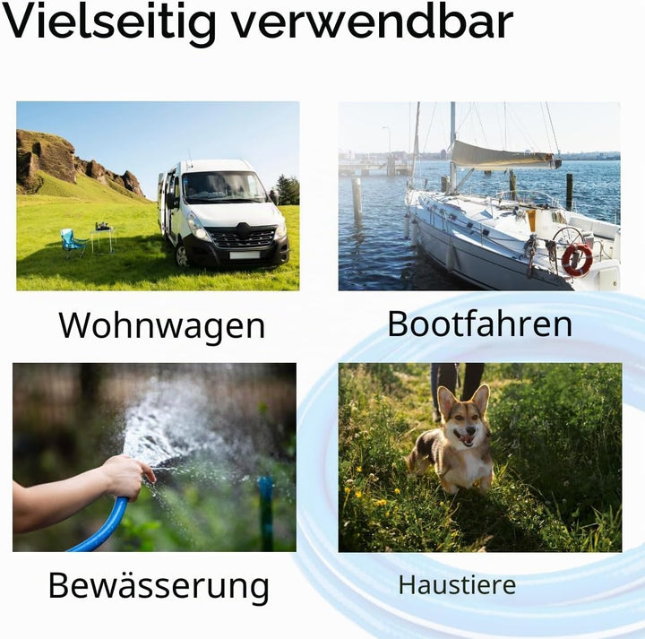 Wasserschlauch in Lebensmittelqualität, mit Schlauchanschluss-Set, für Trinkwasser, Cavaran, Wohnmob