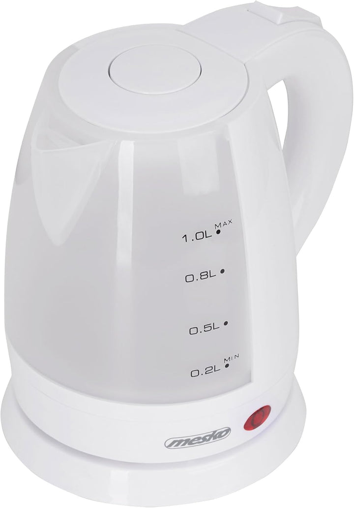 Mesko MS1276 Elektrischer Wasserkocher 1 Liter, Kabellos, BPA-frei, Klein Teekocher Schnurlos, Autom