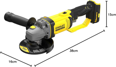 Stanley FatMax 18V Akku-Winkelschleifer SFMCG400B (125 mm Scheiben-ø, für alle Standard-Trenn,- Schl