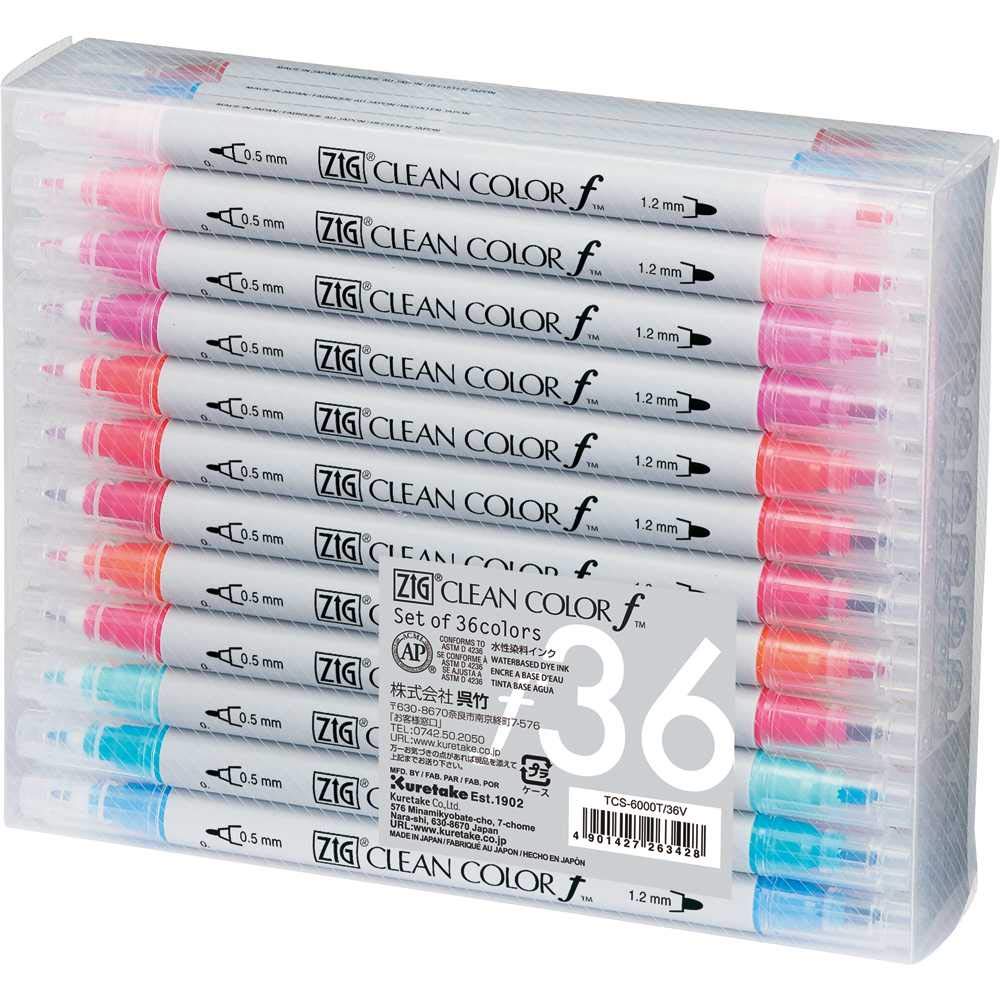 Kuretake ZIG Twin Tip Marker reinigen Farbe F, 36 Farbe Set (tcs-6000t/36 V)