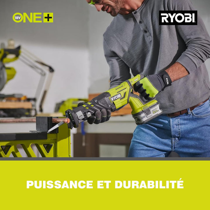 RYOBI 18 V ONE+ Brushless Akku-Säbelsäge R18RS7-0 (Säbelsäge 30 mm, Max. Schnitttiefe in Holz 210mm,