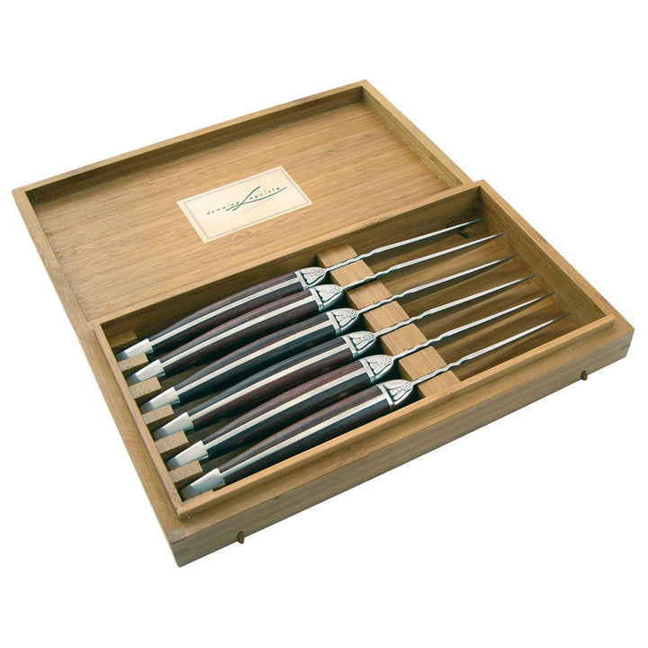 LAGUIOLE - Set mit 6 Fleischmessern - Edelstahl, Palisandergriff - Perfekte Kante - Zum Geben oder D