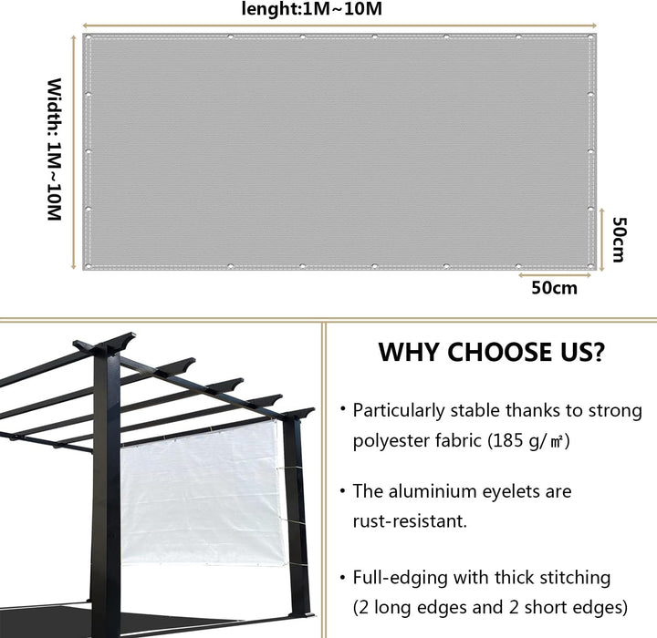 Sonnensegel wasserdicht 1.5x2.5M,Sonnenschutz- und Wetterschutz-Markise, UV-Schutz Schattiernetz mit