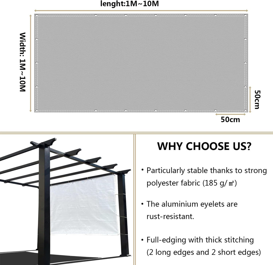 Sonnensegel wasserdicht 2x5M,Sonnenschutz- und Wetterschutz-Markise, UV-Schutz Schattiernetz mit Öse