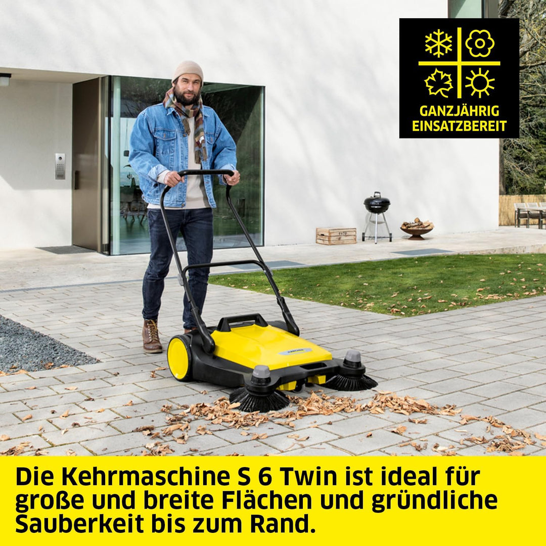 Kärcher Kehrmaschine S 6 Twin (Max. Flächenleistung: 2500 m²/h, 2 Seitenbesen, Kehrbehälter: 38 l, A