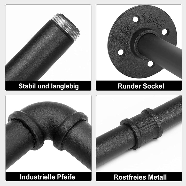 Kleiderstangen für die Wand, Industrielle Kleiderstange Wandmontage, 92 cm Strapazierfähige Kleiders