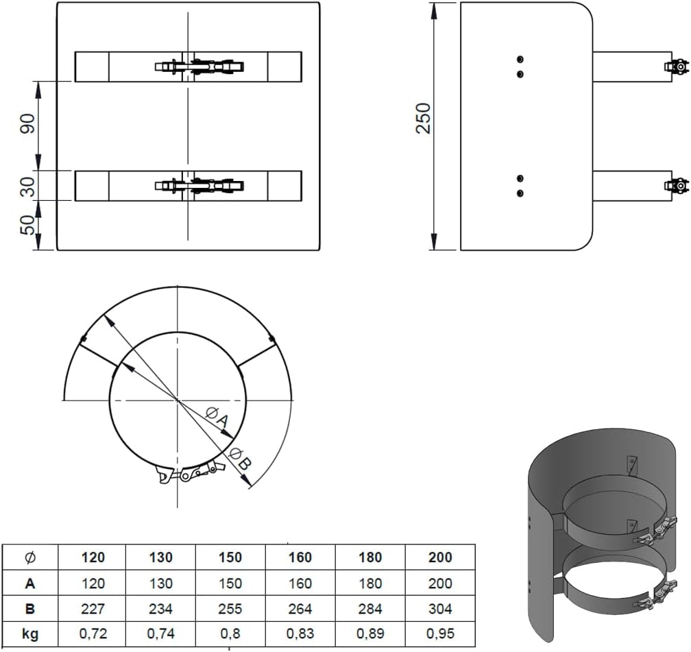 Ø 130 mm Ofenrohr Strahlungsschutz - 25 cm - schwarz 130 mm 25 Cm Schwarz, 130 mm 25 Cm Schwarz