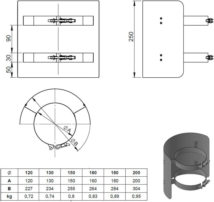 Ø 130 mm Ofenrohr Strahlungsschutz - 25 cm - schwarz 130 mm 25 Cm Schwarz, 130 mm 25 Cm Schwarz