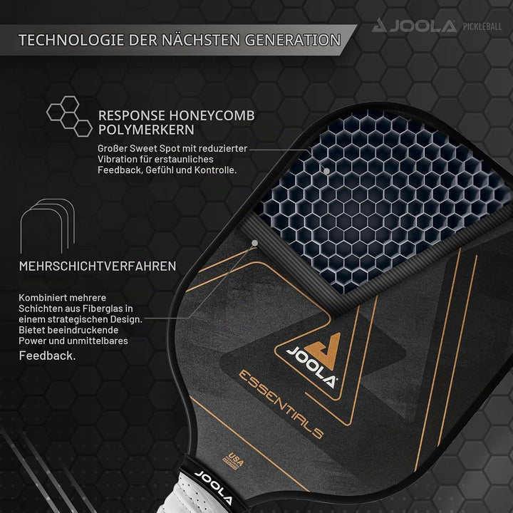 JOOLA Pickleball Essentials Paddle Schläger mit Fiberglas-Oberfläche, Polymer-Kern und USAPA-Zertifi