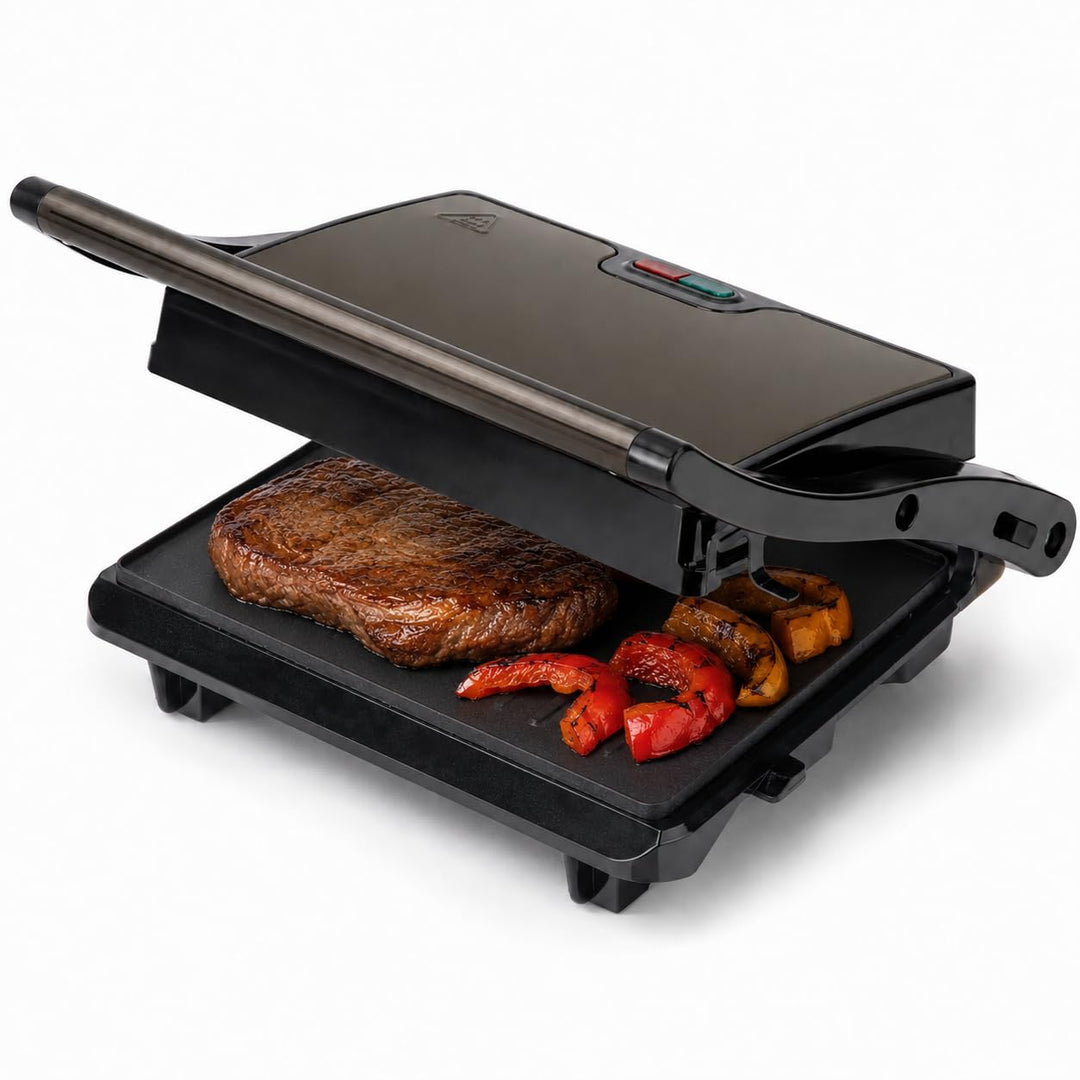 Jata JEGR1106 Elektrischer Grill, 750 W, glatte Antihaft-Platten 22,5 x 14,6 cm, Küche für alle Arte