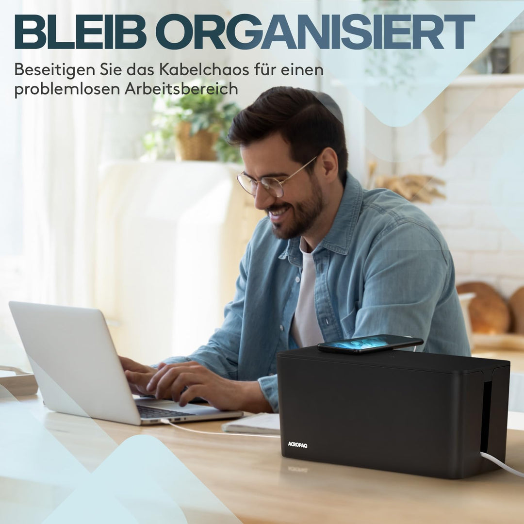 ACROPAQ Kabelbox 3 in 1 Set - Grosse, Medium und Kleine Kabelboxen, ganz einfach Kabel verstecken un