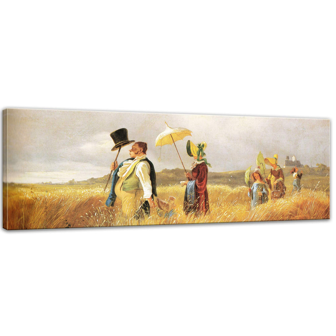 Bilderdepot24 Bild auf Leinwand | Carl Spitzweg Sonntagsspaziergang in 90x30 cm als Wandbild | Wand-