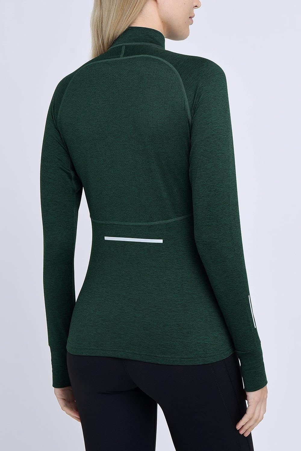 TCA Damen Winter Running Langarm Laufshirt mit Brustreissverschluss XS Grün, XS Grün