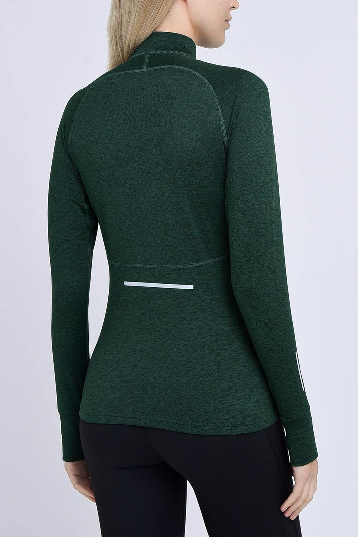 TCA Damen Winter Running Langarm Laufshirt mit Brustreissverschluss XS Grün, XS Grün