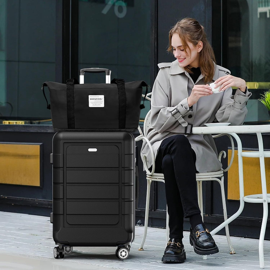 SHOWKOO Koffer Mittelgross Hartschale Leicht ABS+PC Erweiterbar Reisekoffer Kabinen Haltbar Handgepä