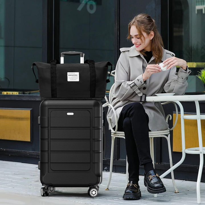 SHOWKOO Koffer Mittelgross Hartschale Leicht ABS+PC Erweiterbar Reisekoffer Kabinen Haltbar Handgepä
