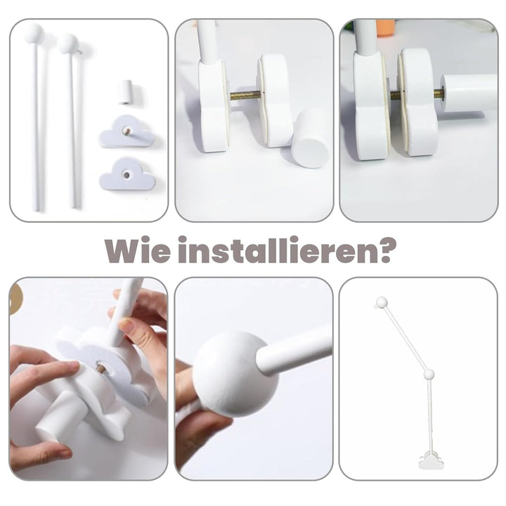 Mobile Halterung Weiss, AolKee Mobile Halterung Holz, Mobile Baby, Abnehmbarer Verstellbarer Kinderb