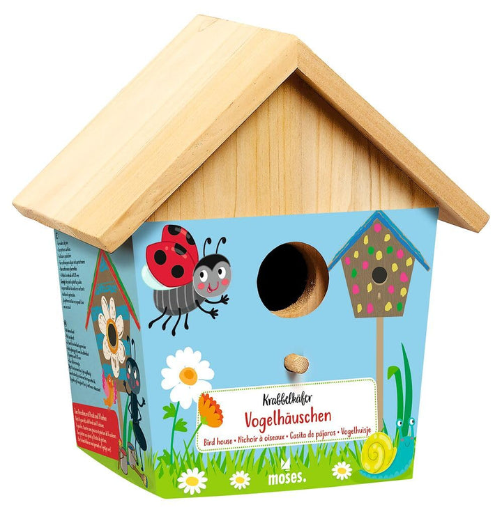 moses. Krabbelkäfer Vogelhäuschen, Holz-Vogelhaus zum DIY bemalen, Aus Kiefernholz mit Acrylfarben u