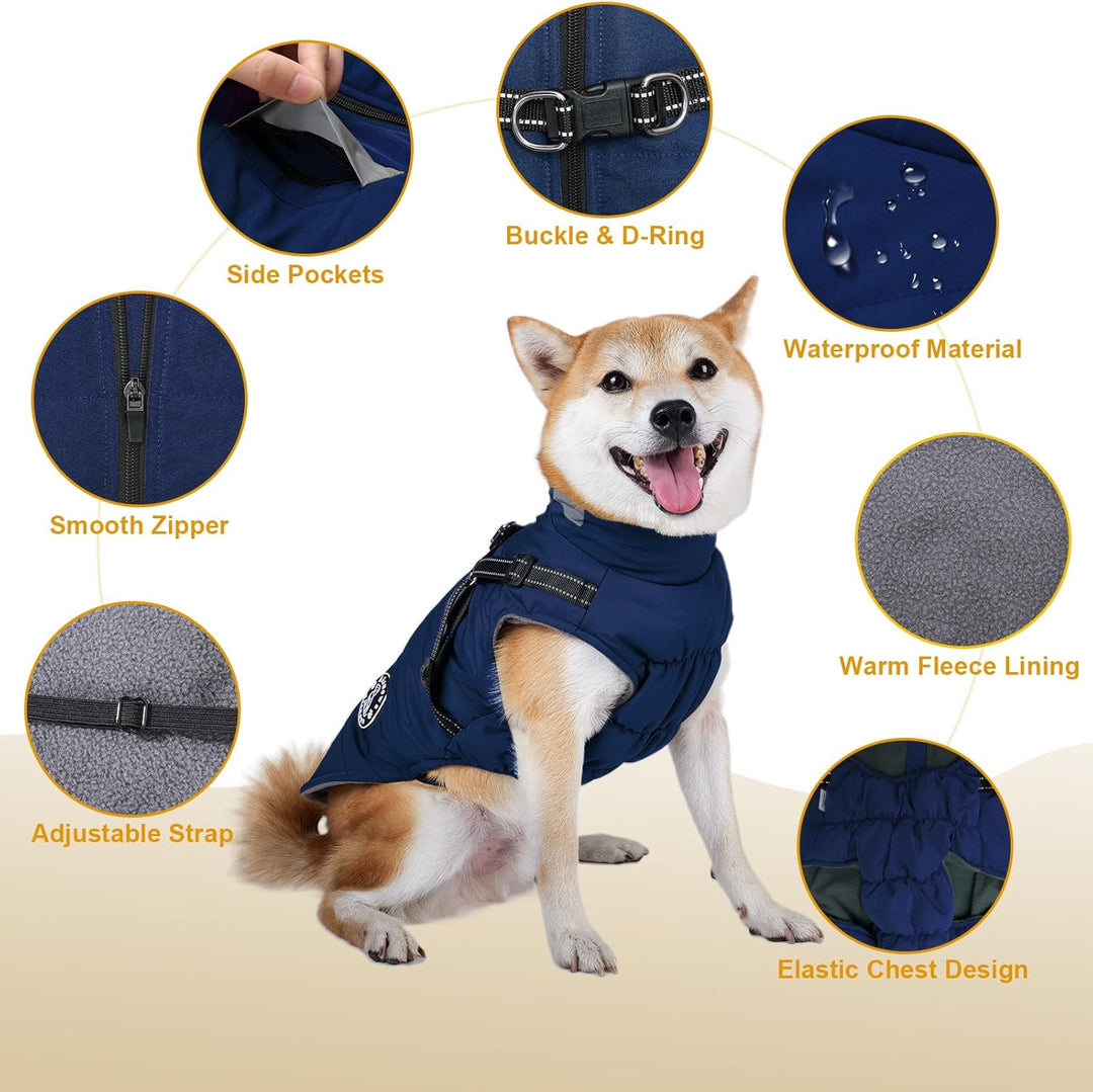 Hundemantel, Winter Hundejacke Wasserdicht Winddichte mit bauchschutz, Outdoor Hunde Wintermantel Hu