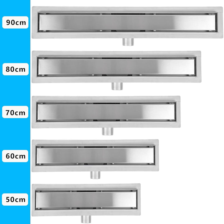 Duschrinne 80 cm, Befliesbare Edelstahl Extra Flach Duschablauf, Bodenablauf Dusche Komplettset inkl